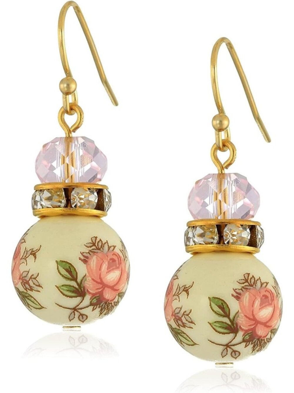 Chic Pink Floral Beaded Drop Earrings | Elegant Statement Jewelry Accessory